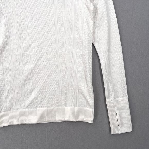LULULEMON Rest Less Pullover Top Womens 4 White Long Sleeve Crew Neck Cable - Picture 6 of 13